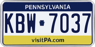 PA license plate KBW7037