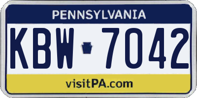 PA license plate KBW7042