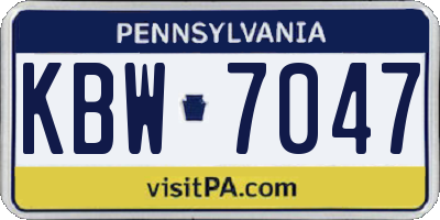 PA license plate KBW7047