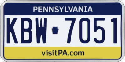 PA license plate KBW7051