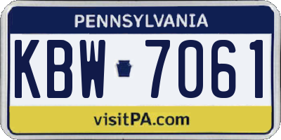 PA license plate KBW7061