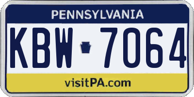 PA license plate KBW7064