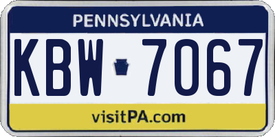 PA license plate KBW7067