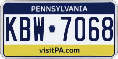 PA license plate KBW7068