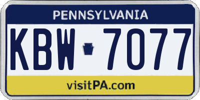 PA license plate KBW7077