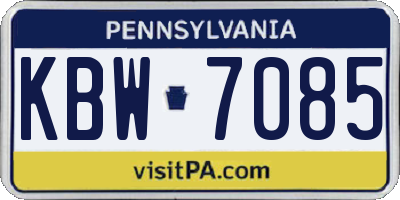 PA license plate KBW7085