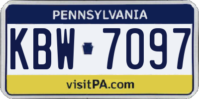 PA license plate KBW7097