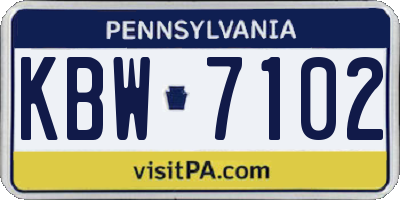 PA license plate KBW7102