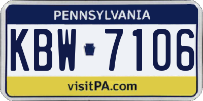 PA license plate KBW7106