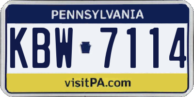 PA license plate KBW7114