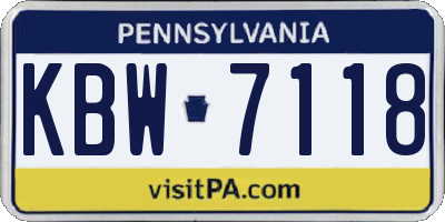 PA license plate KBW7118