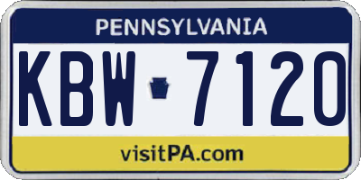 PA license plate KBW7120