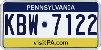 PA license plate KBW7122