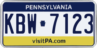 PA license plate KBW7123