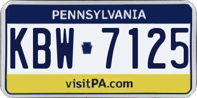 PA license plate KBW7125