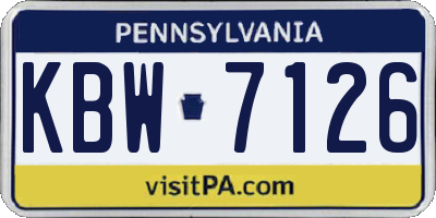 PA license plate KBW7126