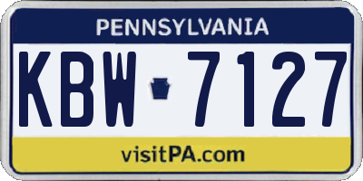 PA license plate KBW7127