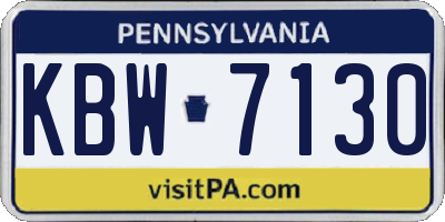 PA license plate KBW7130