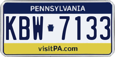PA license plate KBW7133