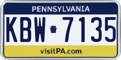 PA license plate KBW7135