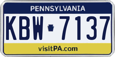 PA license plate KBW7137