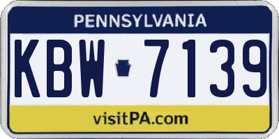 PA license plate KBW7139