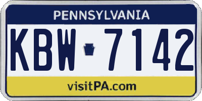 PA license plate KBW7142