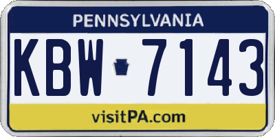 PA license plate KBW7143