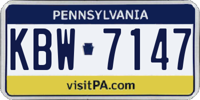 PA license plate KBW7147