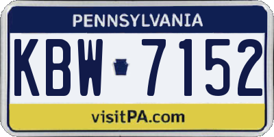 PA license plate KBW7152