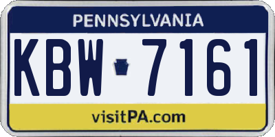 PA license plate KBW7161