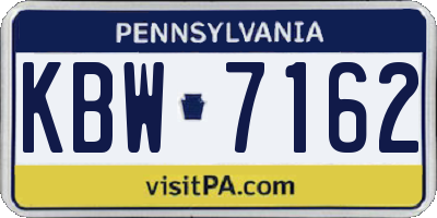 PA license plate KBW7162