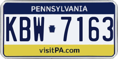 PA license plate KBW7163