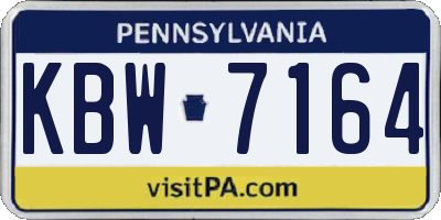 PA license plate KBW7164
