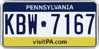 PA license plate KBW7167