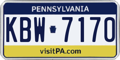 PA license plate KBW7170
