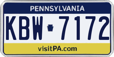 PA license plate KBW7172