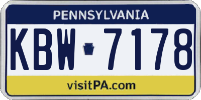 PA license plate KBW7178