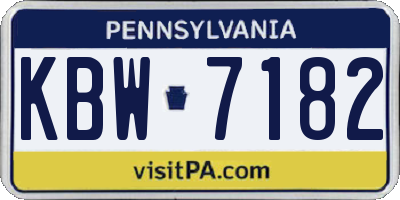 PA license plate KBW7182