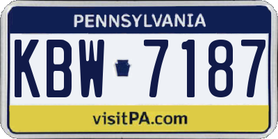 PA license plate KBW7187