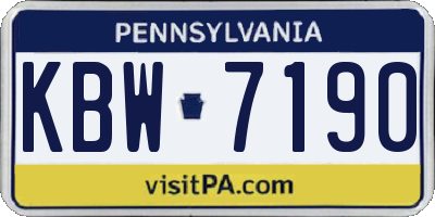 PA license plate KBW7190