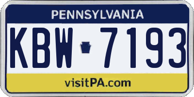 PA license plate KBW7193