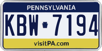 PA license plate KBW7194
