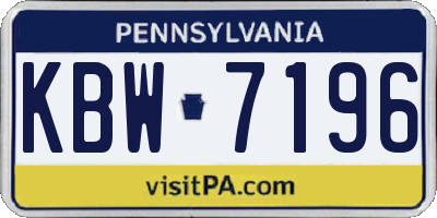 PA license plate KBW7196