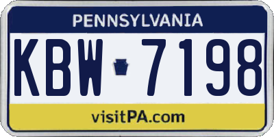 PA license plate KBW7198