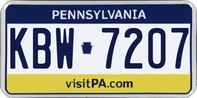 PA license plate KBW7207