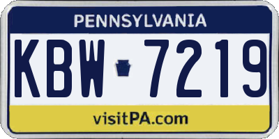 PA license plate KBW7219
