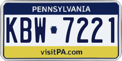 PA license plate KBW7221