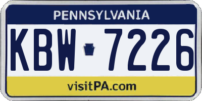 PA license plate KBW7226