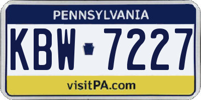 PA license plate KBW7227